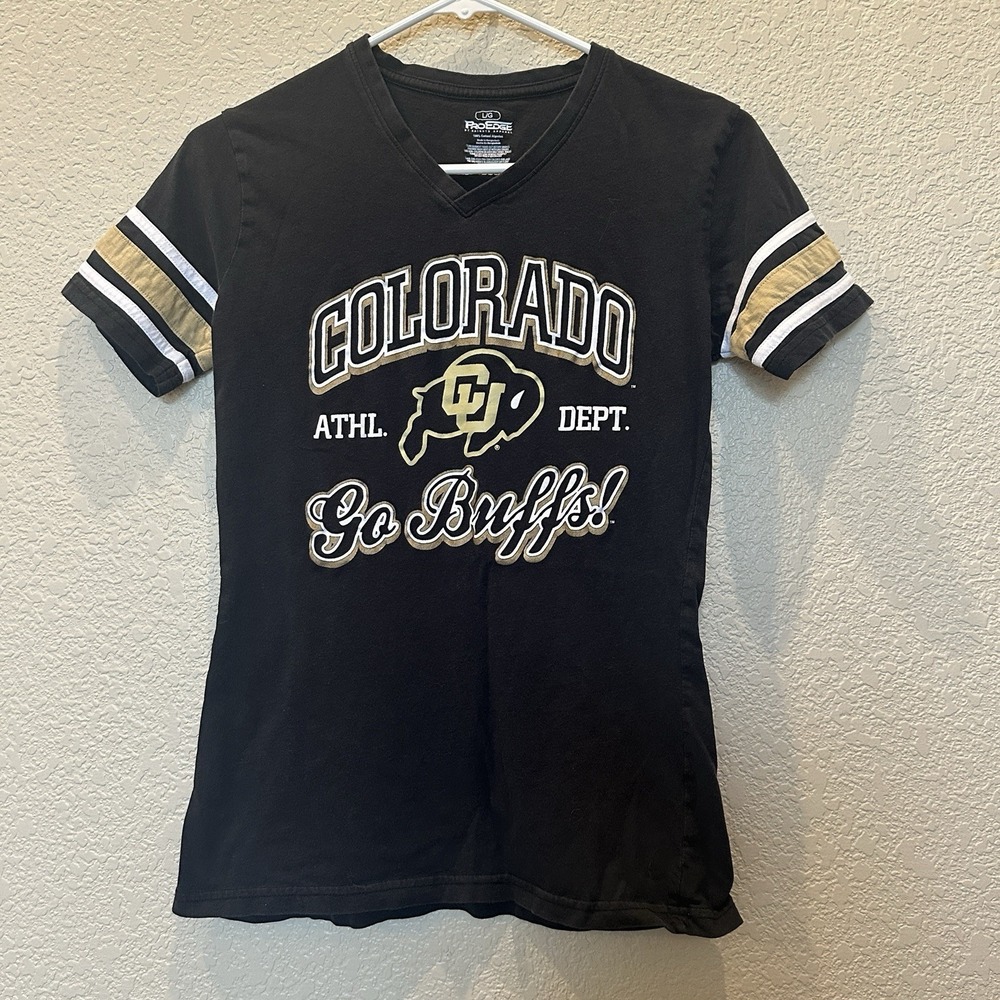 Pro Edge University Of Colorado Go Buffs Buffaloes T-shirt Athletic Stripes Larg